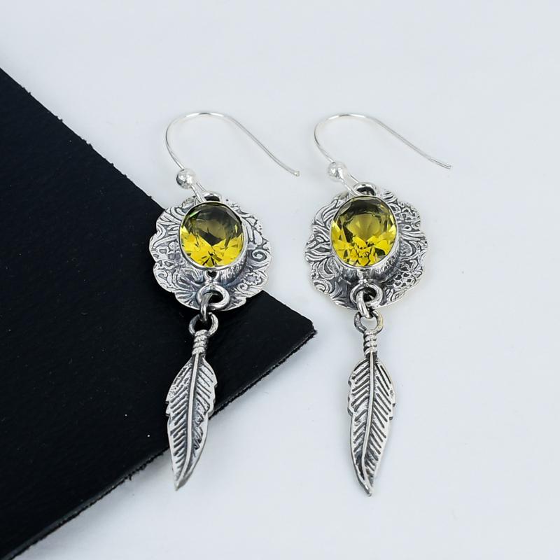 Yellow Citrine Gemstone Earrings