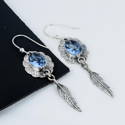 Blue Tanzanite Gemstone Earrings