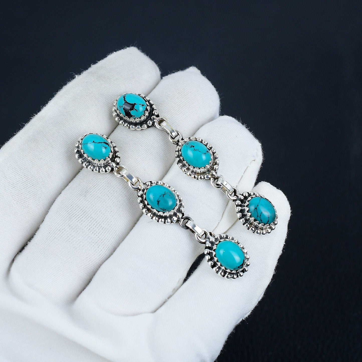 Turquoise Gemstone Sterling Silver Earrings