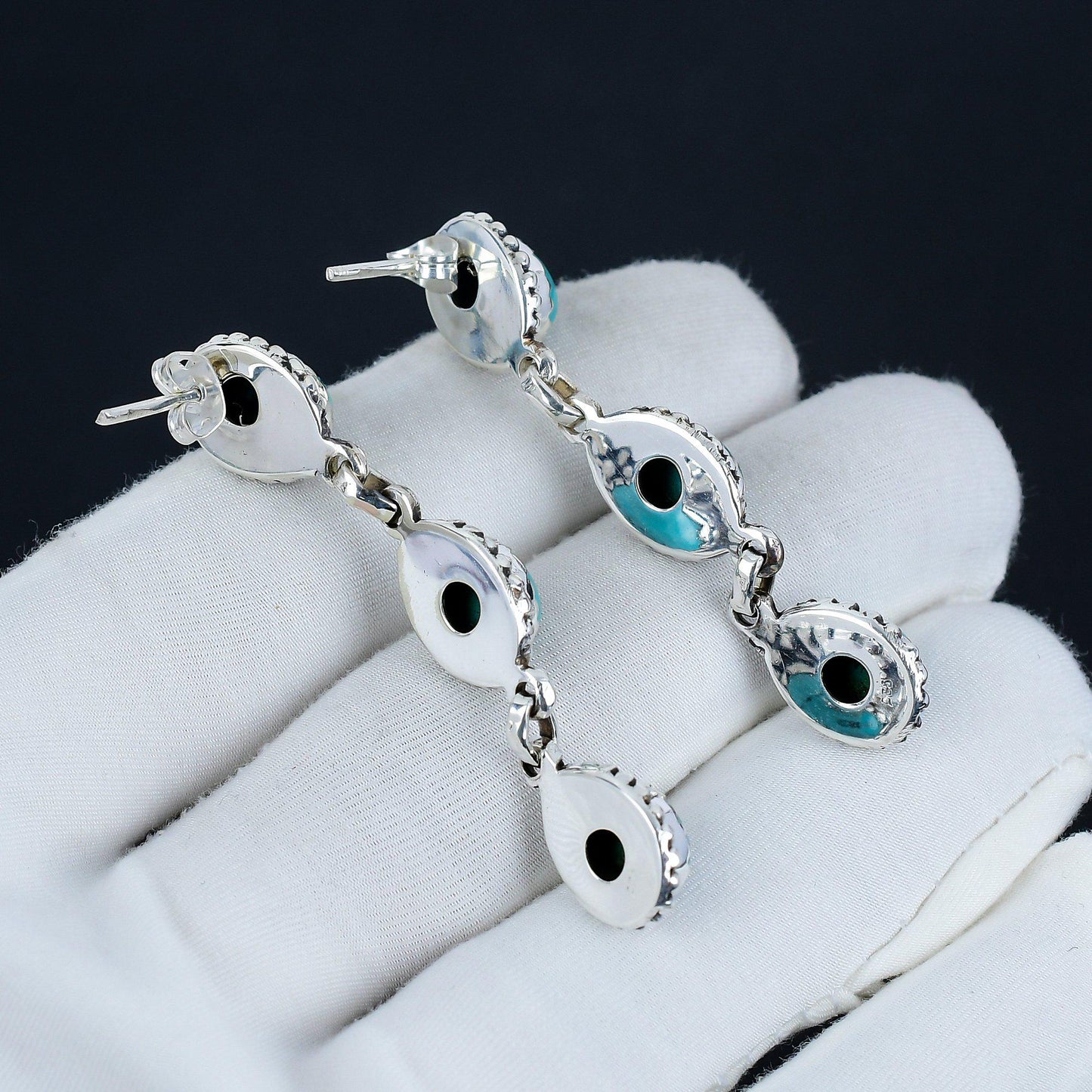 Turquoise Gemstone Sterling Silver Earrings