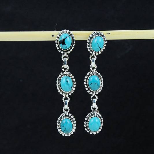 Turquoise Gemstone Sterling Silver Earrings
