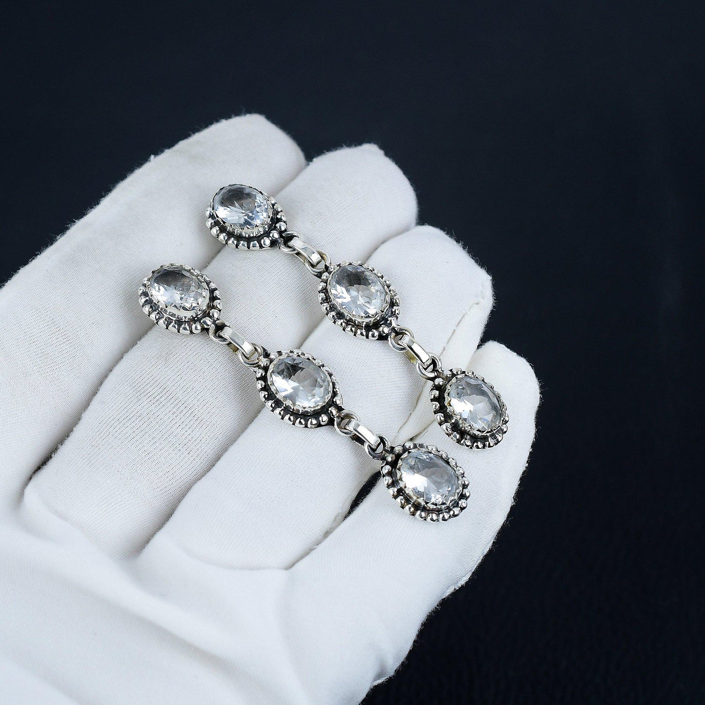 White Topaz Sterling Silver Earrings