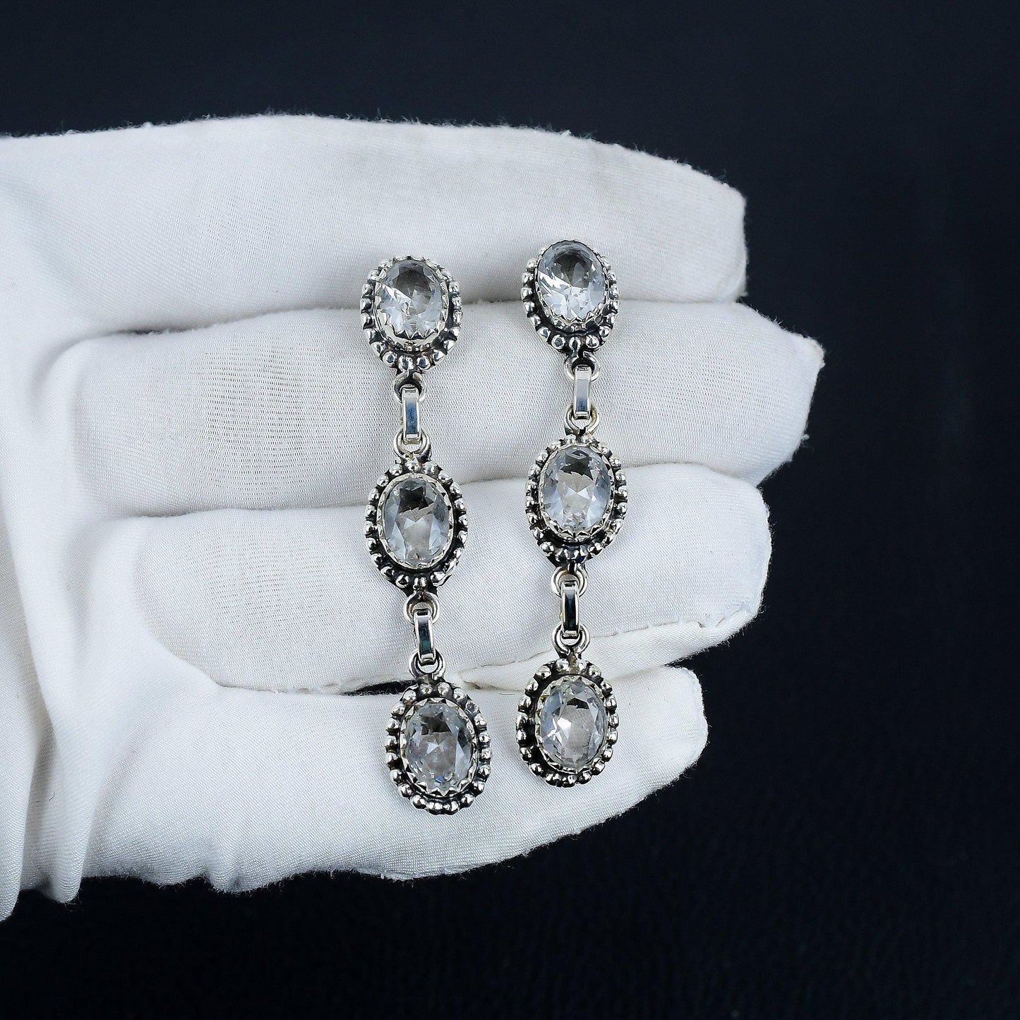 White Topaz Sterling Silver Earrings