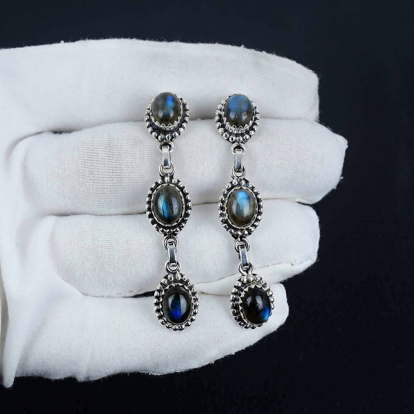 Blue Labradorite Gemstone Earrings