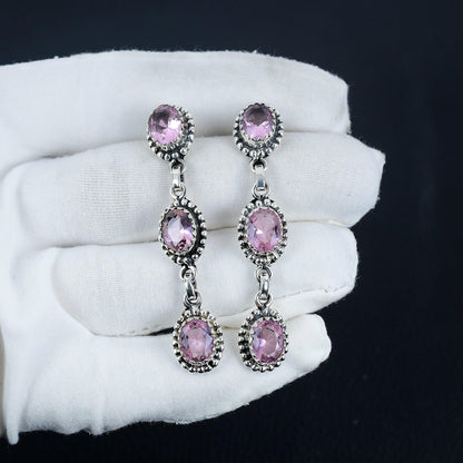 Pink Kunzite Gemstone Earrings