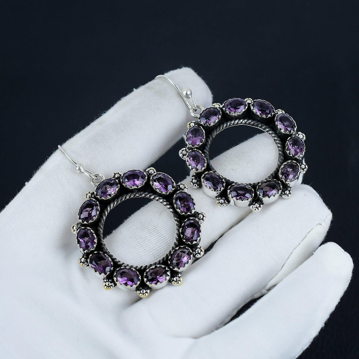 Purple Amethyst Gemstone Earrings