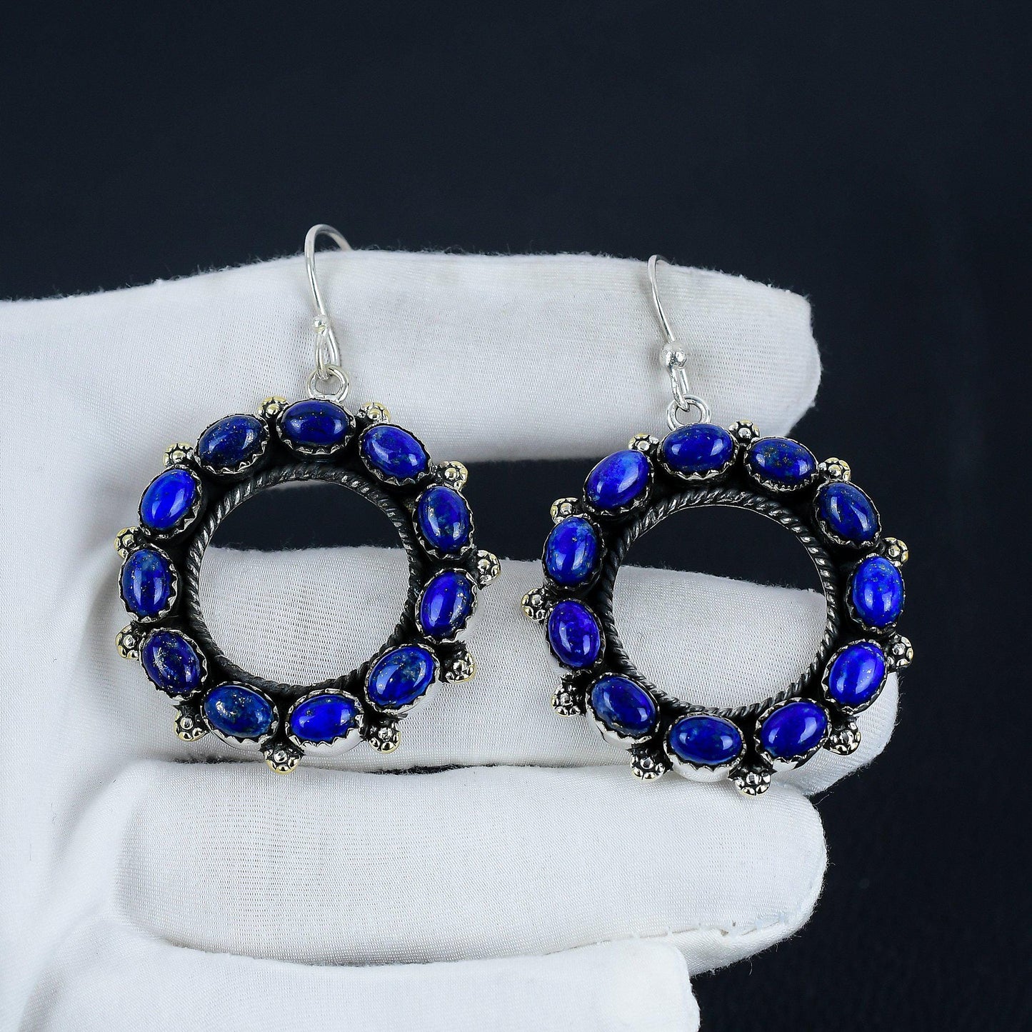 Blue Lapis Lazuli Gemstone Earrings