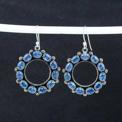Swiss Blue Topaz Gemstone Sterling Silver Earrings