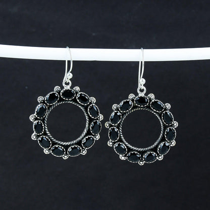 Black Spinel Gemstone Sterling Silver Earrings