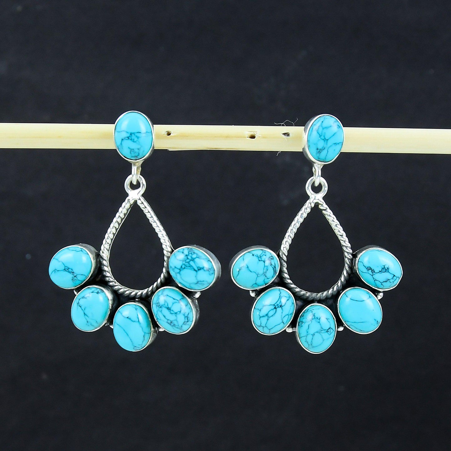 Turquoise Sterling Silver Boho Earrings