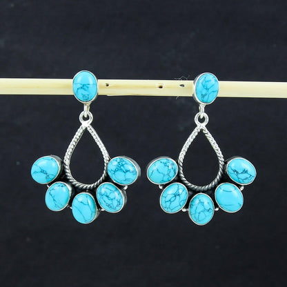 Turquoise Sterling Silver Boho Earrings