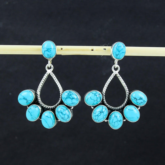 Turquoise Sterling Silver Boho Earrings