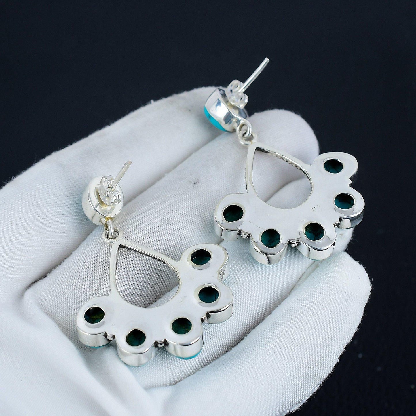 Turquoise Sterling Silver Boho Earrings