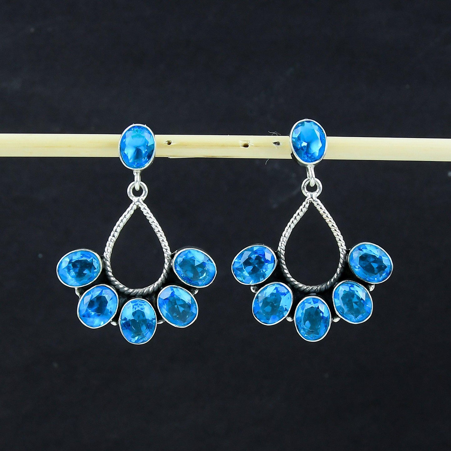 Swiss Blue Topaz Gemstone Earrings