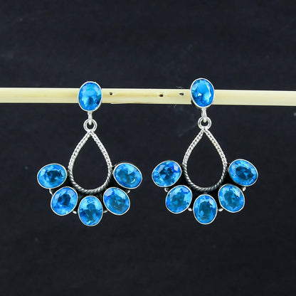 Swiss Blue Topaz Gemstone Earrings