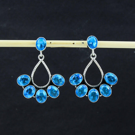 Swiss Blue Topaz Gemstone Earrings