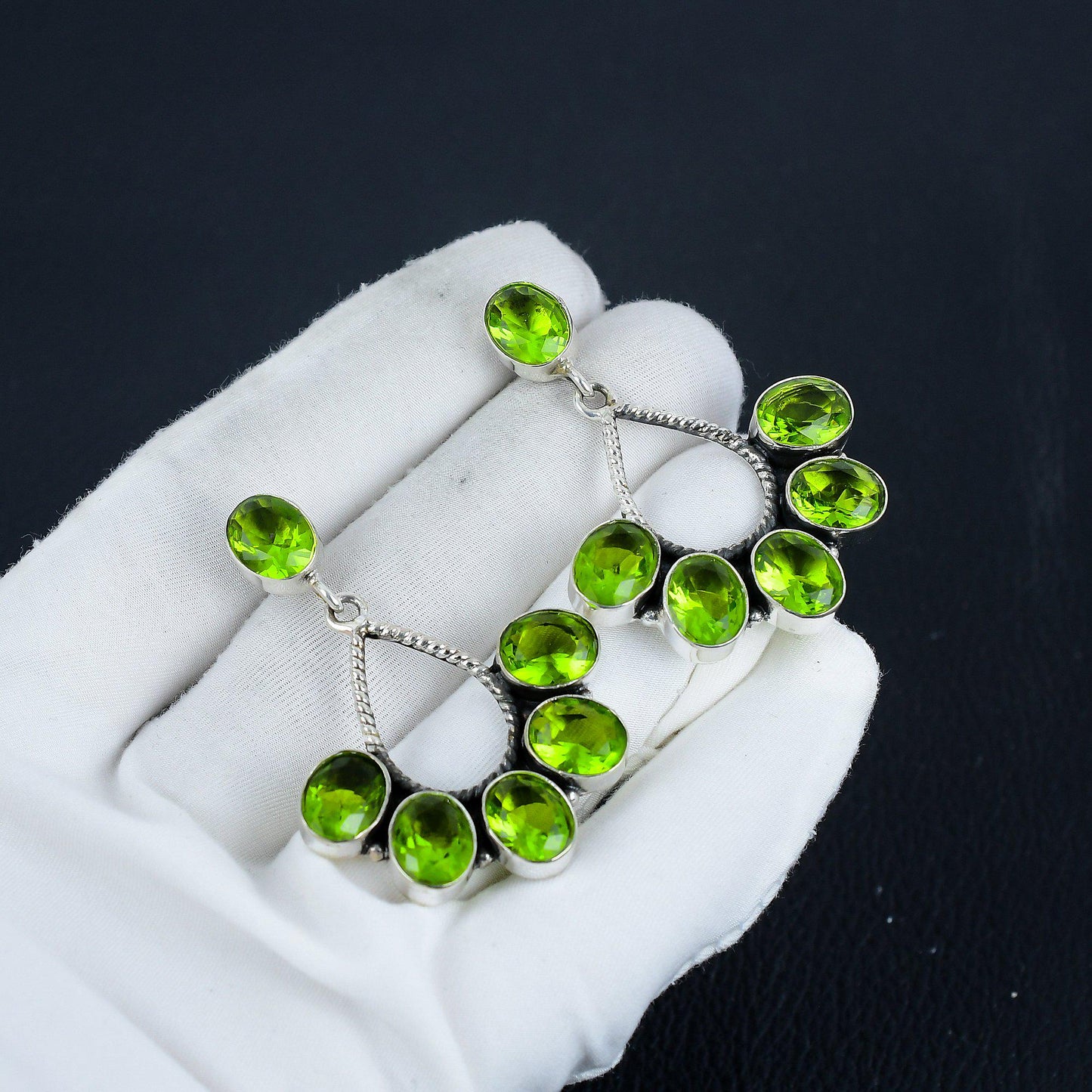 Green Peridot Gemstone Earrings