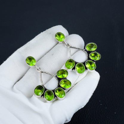 Green Peridot Gemstone Earrings