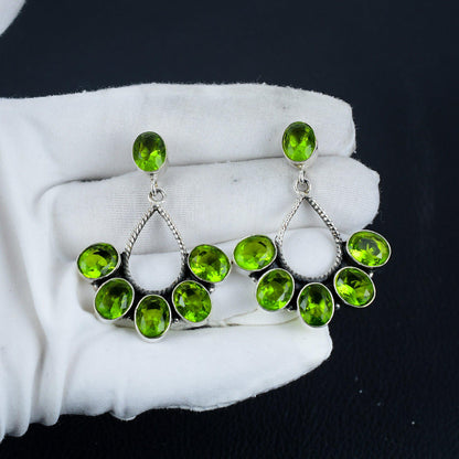 Green Peridot Gemstone Earrings