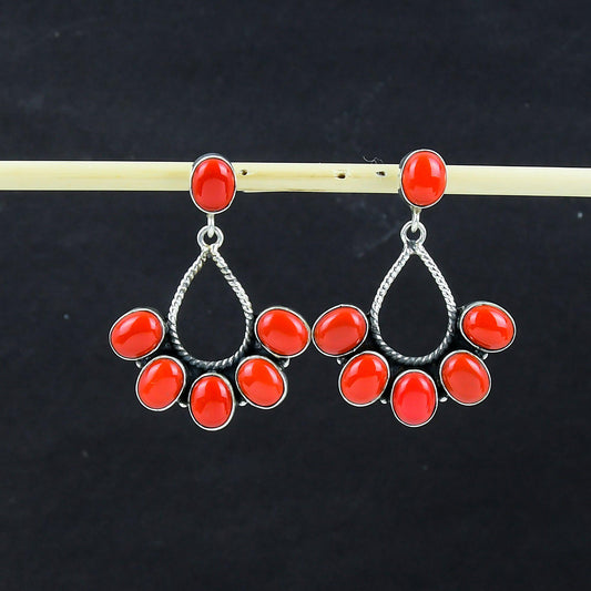 Red Coral Gemstone Earrings