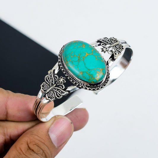 Turquoise Gemstone Sterling Silver Bangle