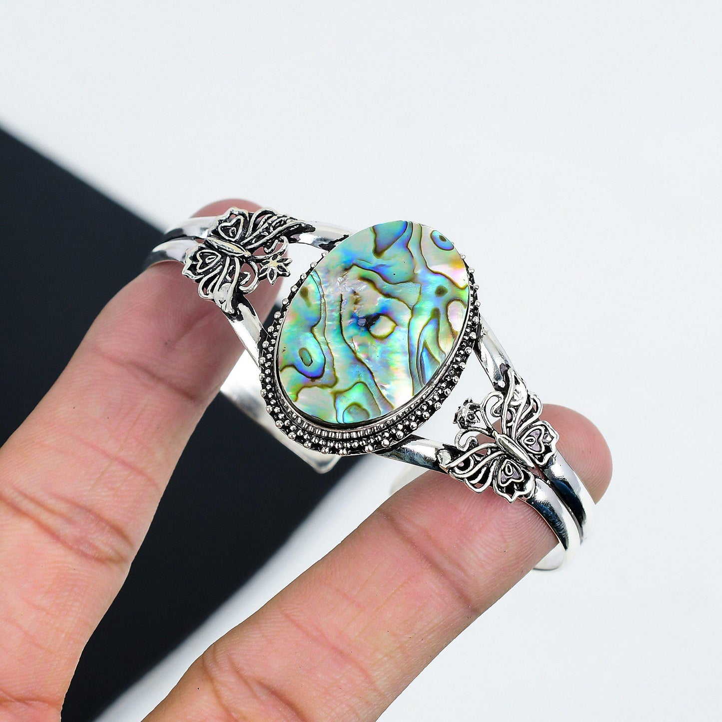 Iridescent Abalone Shell Cuff Bangle
