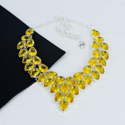 Yellow Citrine Gemstone Necklace