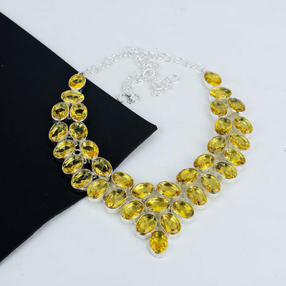 Yellow Citrine Gemstone Necklace
