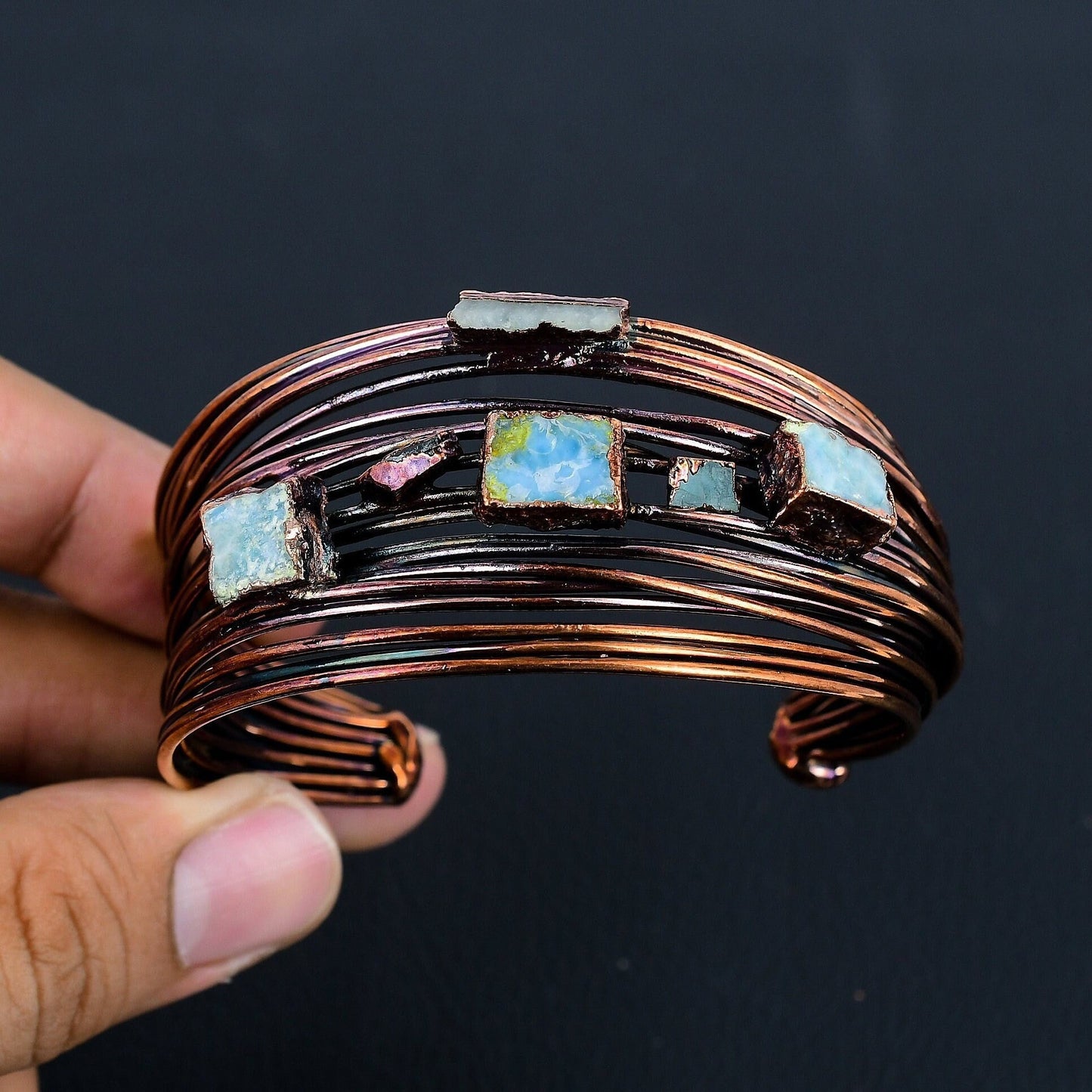 Blue Aquamarine Gemstone Bangle