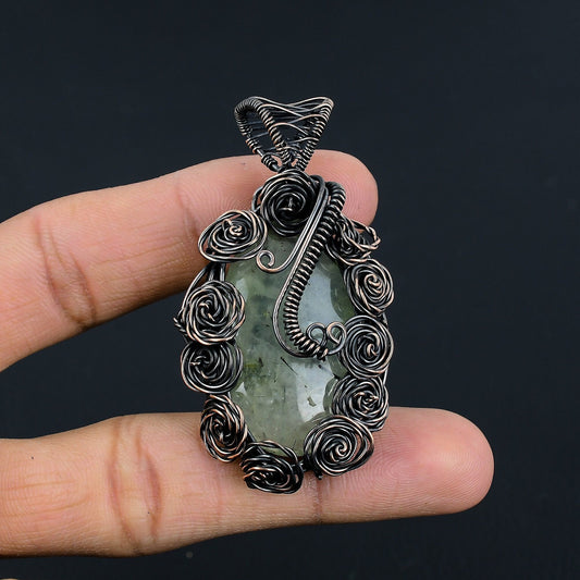 Green Prehnite Gemstone Pendant