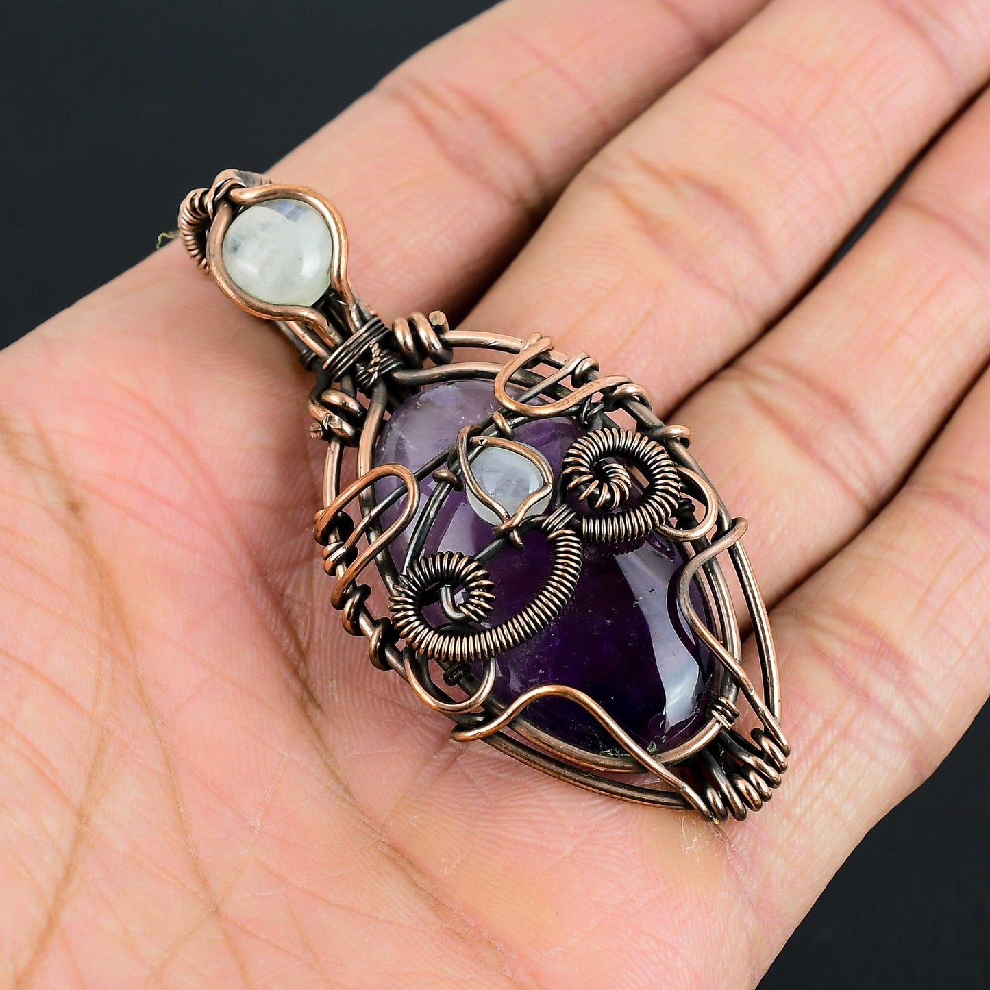 Purple Amethyst Gemstone Evil Eye Pendant