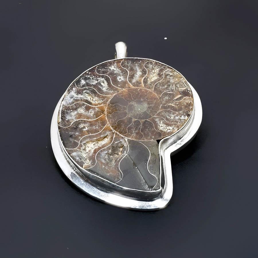 Large Brown Ammonite Gemstone Pendant