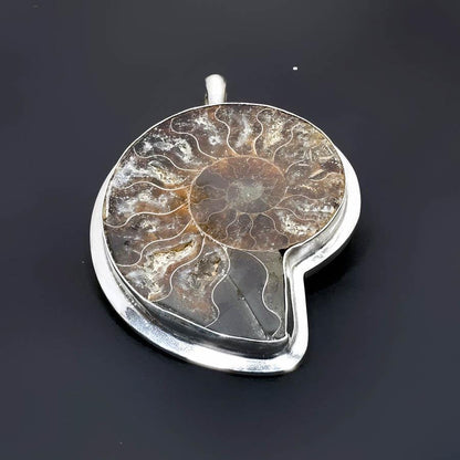 Large Brown Ammonite Gemstone Pendant