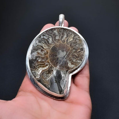Large Brown Ammonite Gemstone Pendant