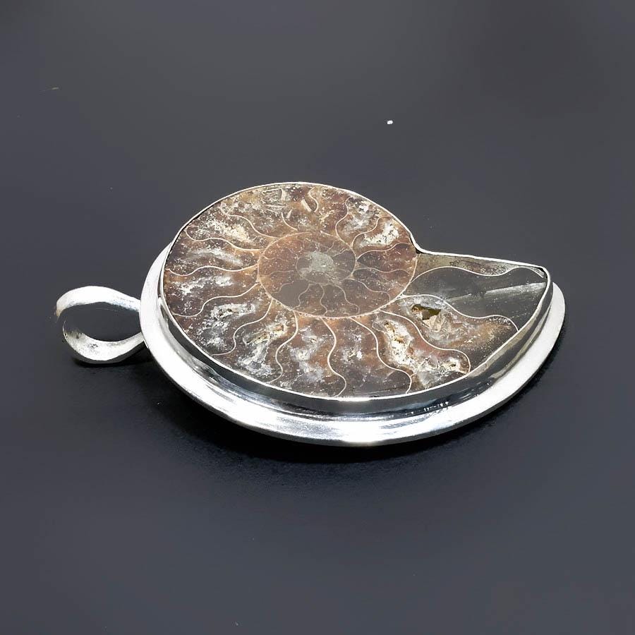 Large Brown Ammonite Gemstone Pendant