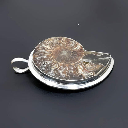Large Brown Ammonite Gemstone Pendant