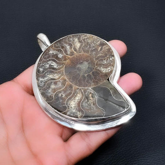 Large Brown Ammonite Gemstone Pendant