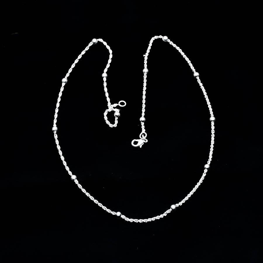 Silver Gemstone Rope Chain