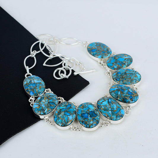 Blue Copper Turquoise Gemstone Necklace