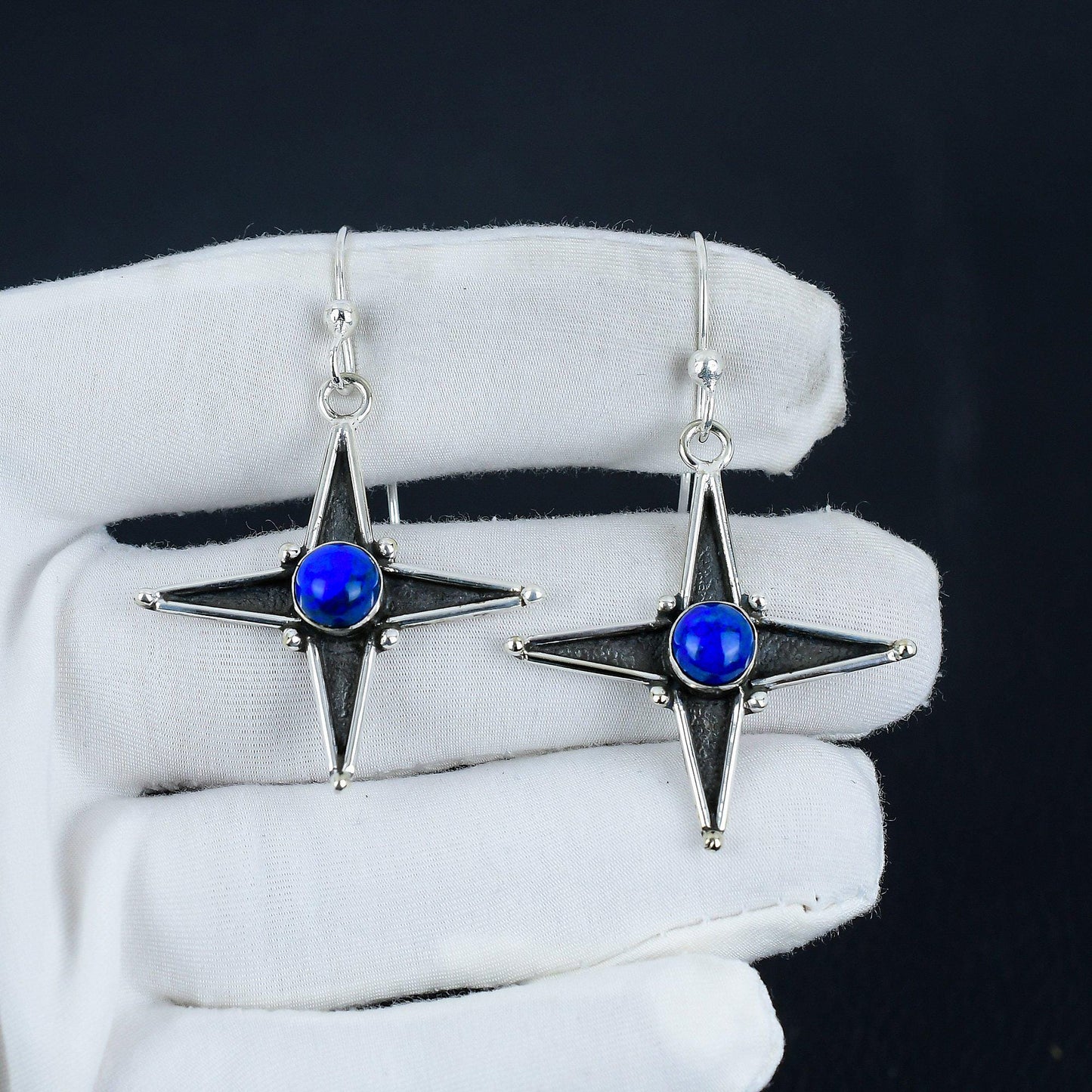 Blue Lapis Lazuli Gemstone Earrings
