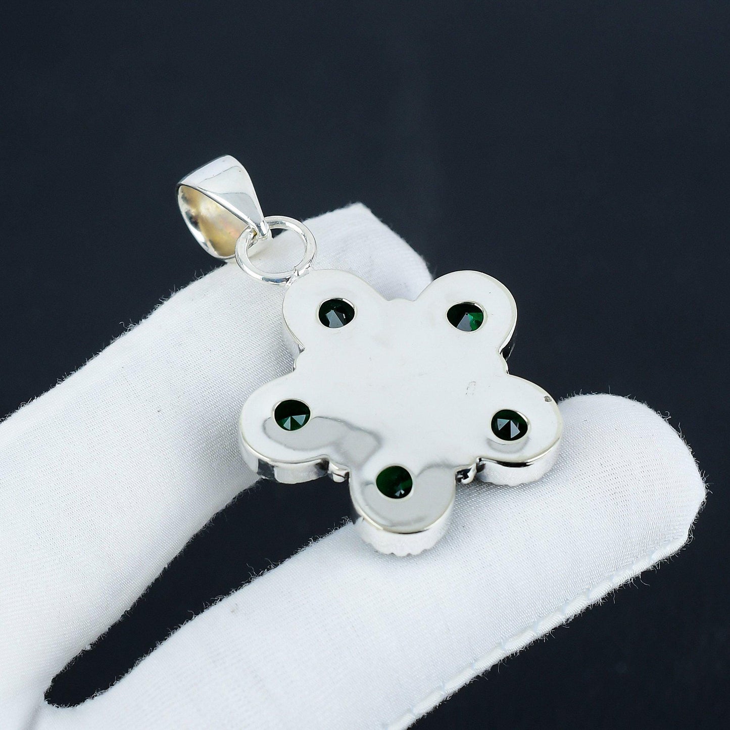 Green Tourmaline Flower Pendant