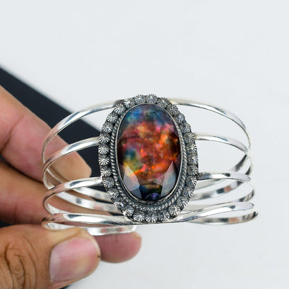 Rainbow Ammolite Gemstone Bangle