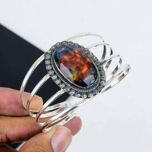 Rainbow Ammolite Gemstone Bangle