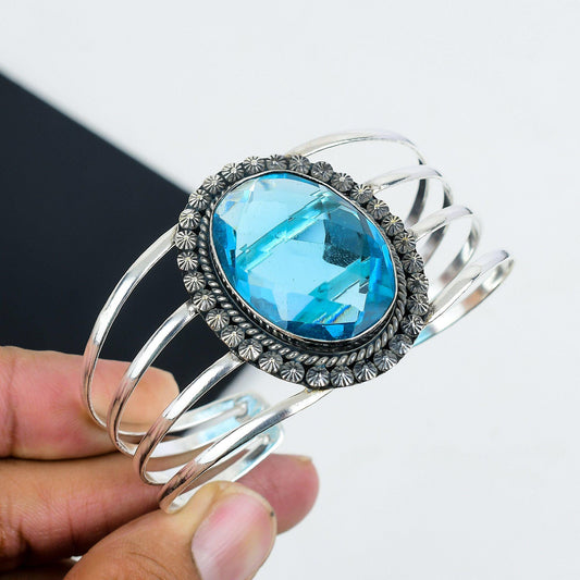 Swiss Blue Topaz Silver Bangle