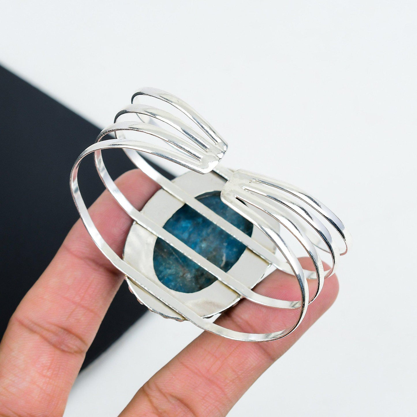 Blue Apatite Sterling Silver Cuff Bracelet