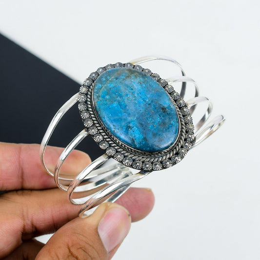 Blue Apatite Sterling Silver Cuff Bracelet
