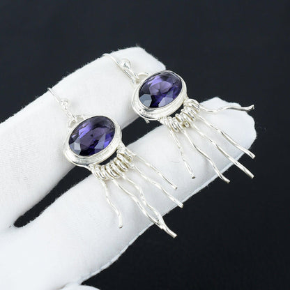 Purple Amethyst Gemstone Sterling Silver Earrings