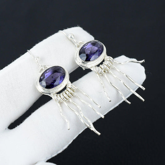 Purple Amethyst Gemstone Sterling Silver Earrings
