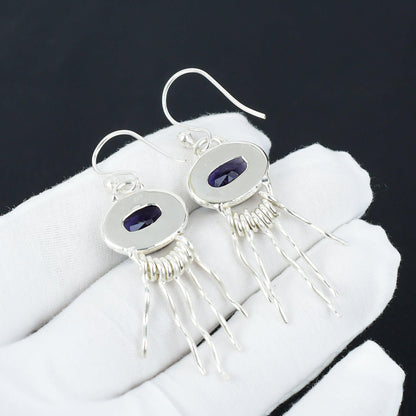 Purple Amethyst Gemstone Sterling Silver Earrings