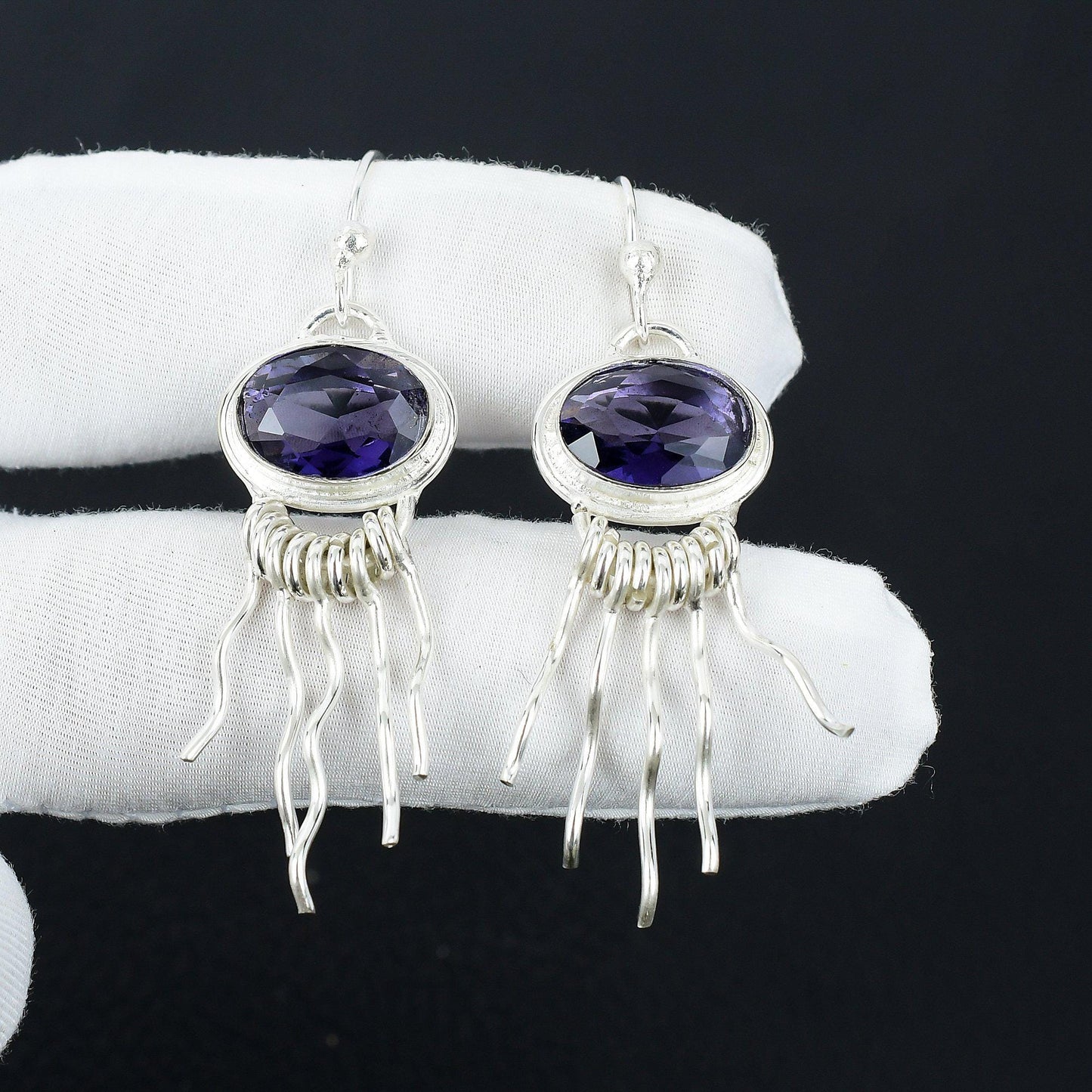 Purple Amethyst Gemstone Sterling Silver Earrings